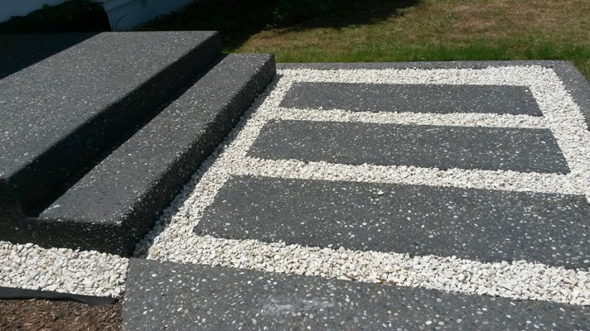 Modern Exposed Aggregate Concrete Entrance by KingiCrete image
