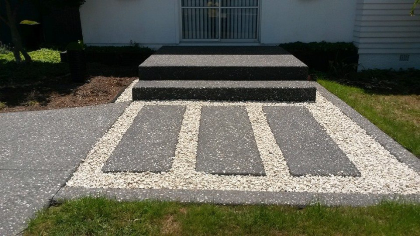 Modern Exposed Aggregate Concrete Entrance by KingiCrete image