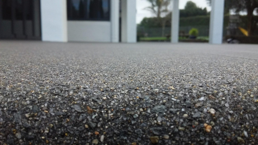 Modern Exposed Aggregate Concrete Entrance by KingiCrete image